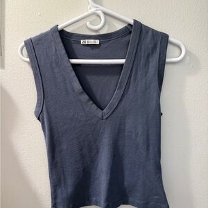 Zara Deep Blue V-Neck Tank Top